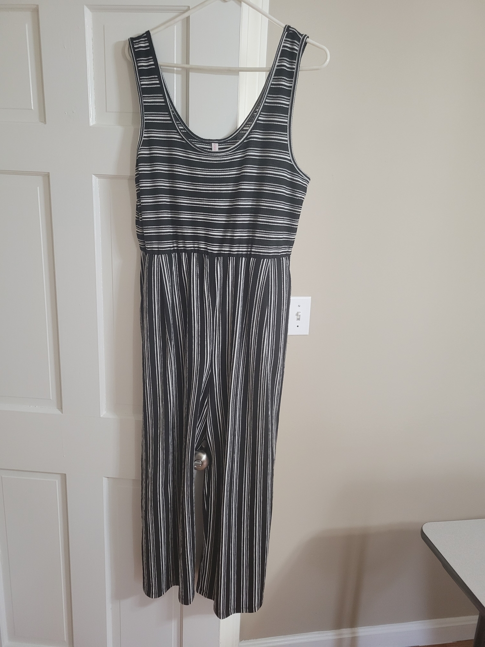 Xhilaration Black and White Striped Jumpsuit